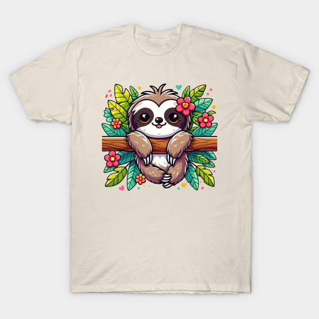 Cute Kawaii Sloth T-Shirt by PhotoSphere